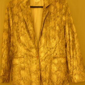 Snake print blazer jacket & pants suit tan white Together by Spiegel 12, 14 NWOT